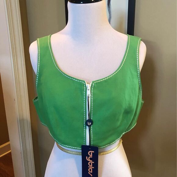 NWT Byblos Designer European Italian Made Green Crop Top Size 44 Medium 10 - Picture 9 of 10